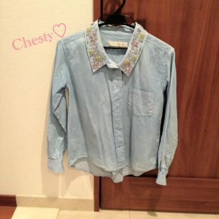 チェスティ(Chesty)のchesty 美品ビジューシャツ(シャツ/ブラウス(長袖/七分))