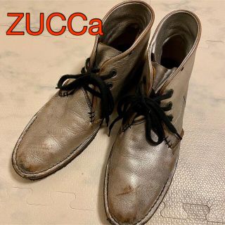 ZUCCa チャッカブーツ シルバー レザー レースアップ Sサイズ