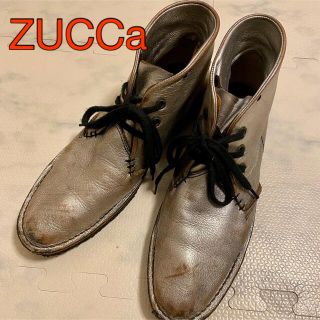 ズッカ(ZUCCa)のZUCCa チャッカブーツ シルバー レザー レースアップ Sサイズ(ブーツ)