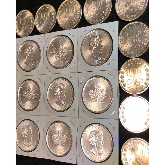 純銀 カナダ メープルリーフ 銀貨 1オンス 2022年 東京1.000円銀貨の 