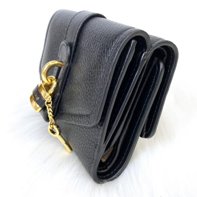 ☆極美品☆クロエ Chloe 三つ折り財布 アビー 南京錠 鍵 ブラック 黒