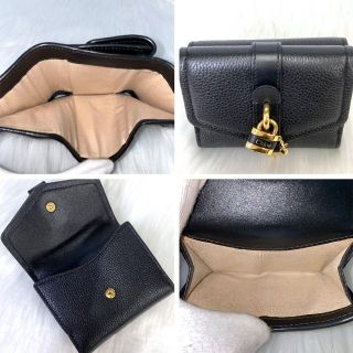 極美品 Chloe ABY アビー 三つ折り財布 ブラックレザー 南京錠ゴールド