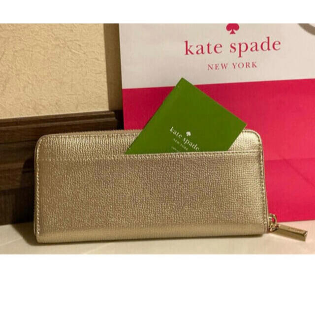 kate spade new york(ケイトスペードニューヨーク)のほぼ未使用☆kate spade☆レザー ゴールド ラウンドzip長財布　綺麗 レディースのファッション小物(財布)の商品写真