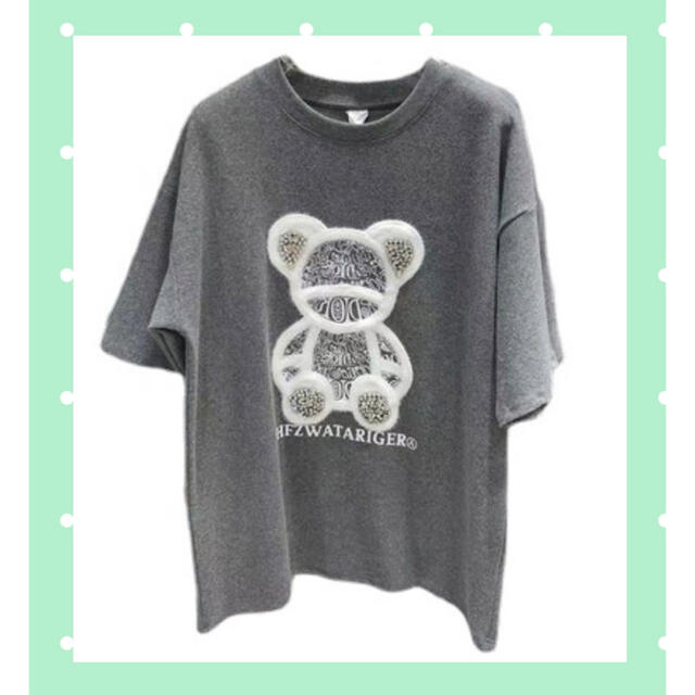 新品韓国　レディース　トップス　お洒落Tシャツ　クマ柄 レディースのトップス(Tシャツ(半袖/袖なし))の商品写真