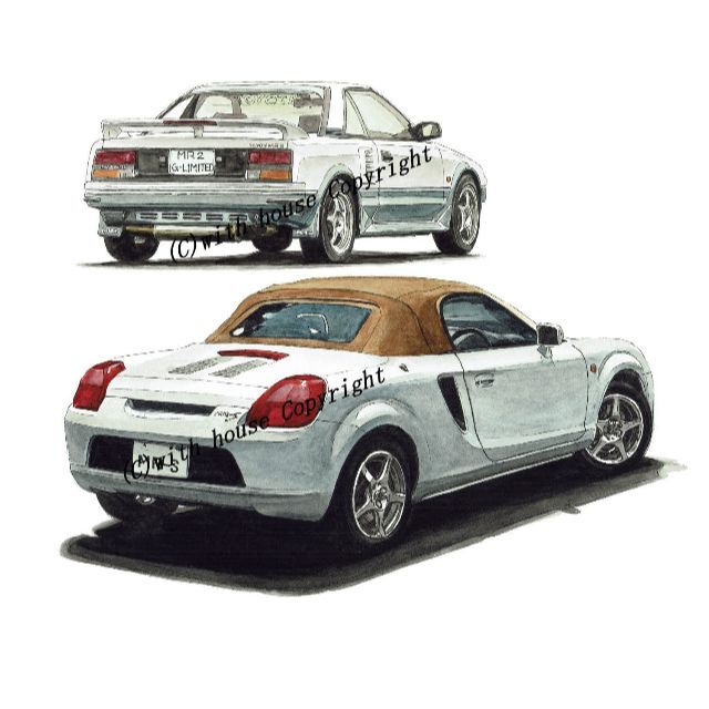 トヨタ(トヨタ)のNC-1352トヨタMR2/MR-S限定版画サイン有額装済作家平右ヱ門 エンタメ/ホビーの美術品/アンティーク(絵画/タペストリー)の商品写真