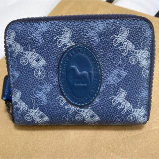 コーチ(COACH)のコーチ　新品　折財布 ホース コンパクト　馬車　ネイビー(財布)