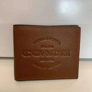 コーチ(COACH)のショプバ・箱・保存袋付き　二つ折り財布　ブラウン(折り財布)