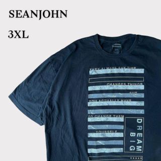 ショーンジョン(Sean John)のショーンジョン　半袖　Tシャツ　黒　ゆるだぼ　3XL プリントTシャツ　US古着(Tシャツ/カットソー(半袖/袖なし))