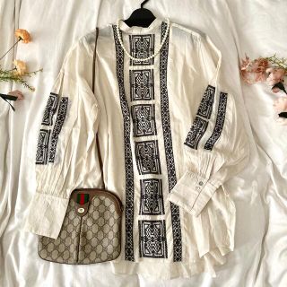 Techichi - 新品☆インド綿クロスステッチ刺繍ボリュームスリーブ