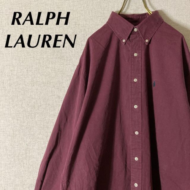 Ralph Lauren(ラルフローレン)のラルフローレン BDシャツ ワンポイント刺繍ロゴ  ビッグシャツ ワイン メンズのトップス(シャツ)の商品写真