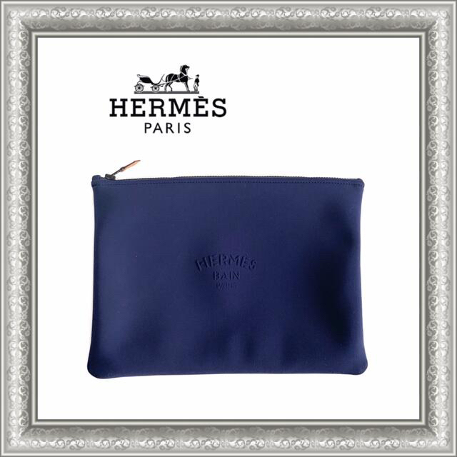 HERMES エルメス ポーチ クラッチ トゥルースフラットGM ネオバン 紺