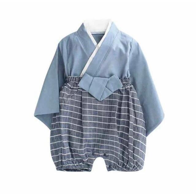 【hana様専用】ベビー 袴 ブルー お食い初め お宮参り キッズ/ベビー/マタニティのベビー服(~85cm)(和服/着物)の商品写真