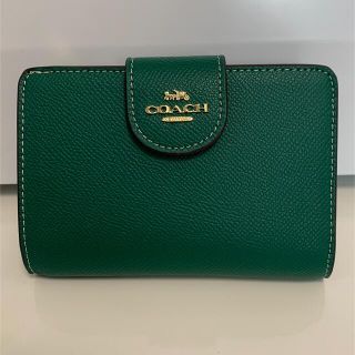 COACH コーチ　ダブルファスナー　ポーチ財布　緑色　グリーン