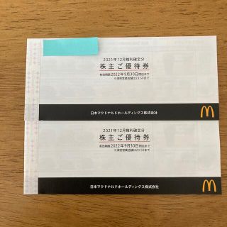 マクドナルド(マクドナルド)のマクドナルド　株主優待券　6セット分×2冊(フード/ドリンク券)