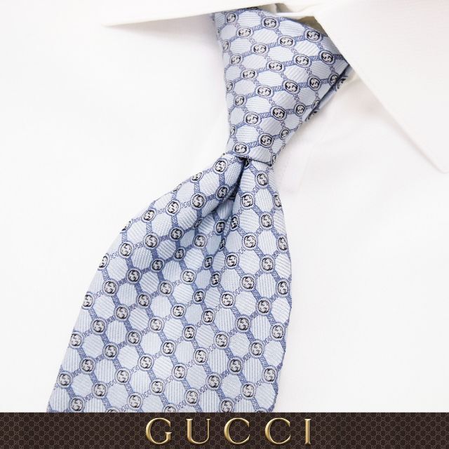 66 GUCCI スカイブルー SILK ネクタイ 定番人気！ 51.0%OFF delabassee