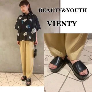 ビューティアンドユースユナイテッドアローズ(BEAUTY&YOUTH UNITED ARROWS)の【ドーリー様 専用】B&Y  VIENTY レザープラットフォームサンダル 黒(サンダル)