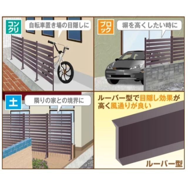 山善(ヤマゼン)の【アウトレット】アルミボーダーフェンス(幅120高さ180)DBR　オマケ付き インテリア/住まい/日用品のインテリア小物(その他)の商品写真