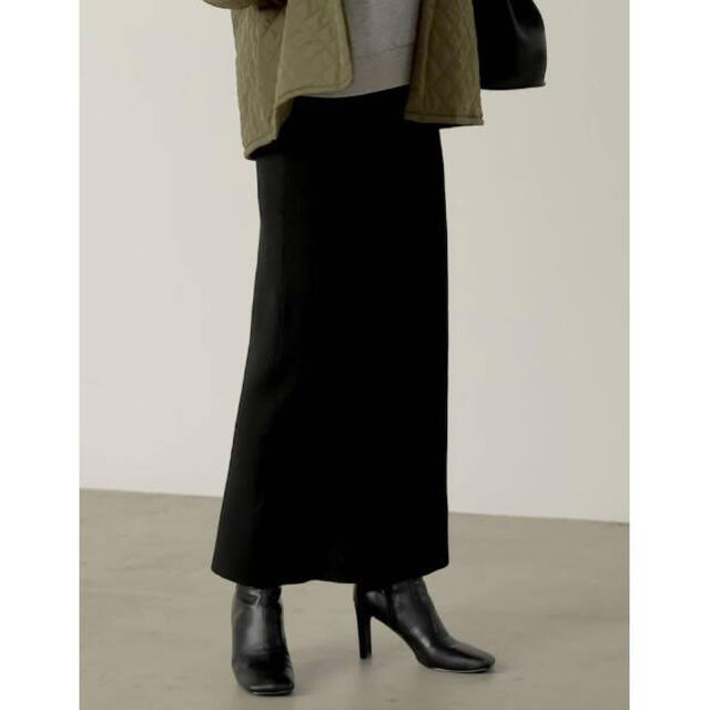 【Re:EDIT】スポンジリブニットタイトスカート/ブラックL レディースのスカート(ロングスカート)の商品写真