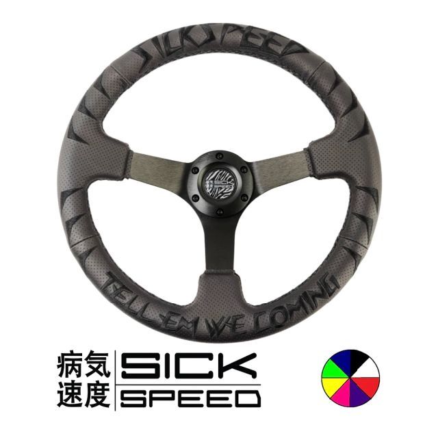 シックスピード　ステアリング　ブラックステッチ　USDM　JDM　ハンドル　黒