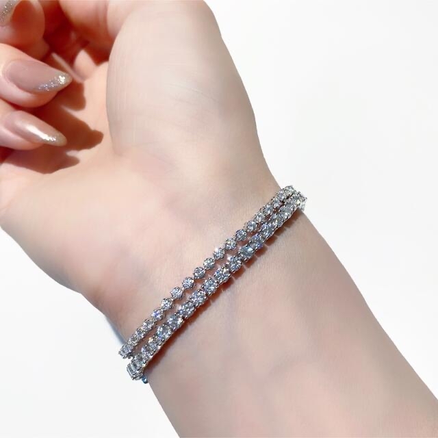 モアサナイト1.5ct テニスブレスレット 2mm幅 プラチナ/ゴールド加工