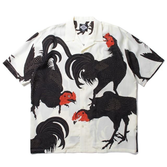 GAKKIN × BUDSPOOL 渦軍鶏 L/S HAWAIIAN SHIRTメンズ