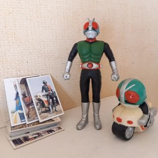 「仮面ライダー１号」ソフビ　貯金箱　面子カード(特撮)