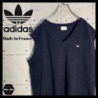 アディダス(adidas)の【超希少】70s adidas/アディダス ニットベスト 刺繍ロゴ フランス製(ベスト)