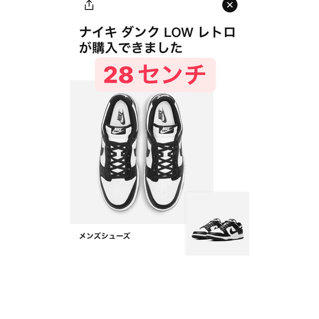 NIKE DUNK LOW Retro PANDA パンダ　28センチ靴/シューズ