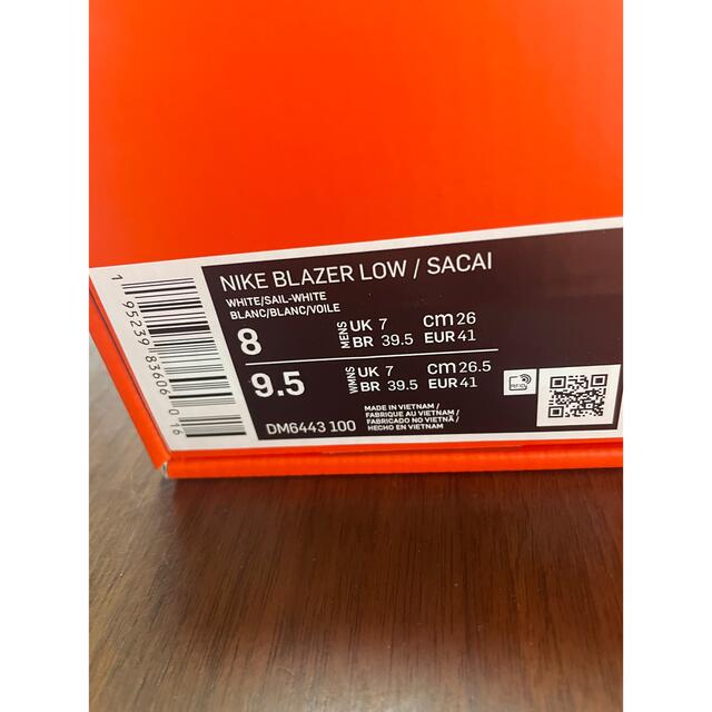 NIKE(ナイキ)のsacai ×Nike Blazer Low 26.0cm メンズの靴/シューズ(スニーカー)の商品写真