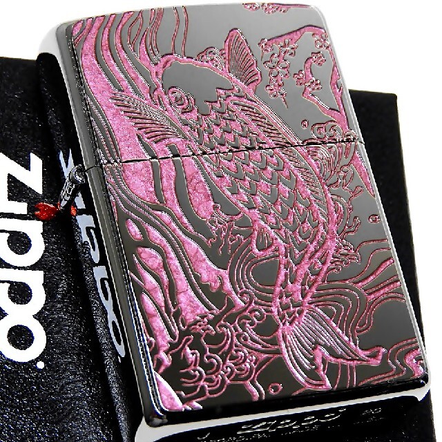 ZIPPO(ジッポー)の送料無料☆zippo☆両面加工☆鯉/夫婦鯉☆PK☆縁起物☆ジッポ メンズのファッション小物(タバコグッズ)の商品写真