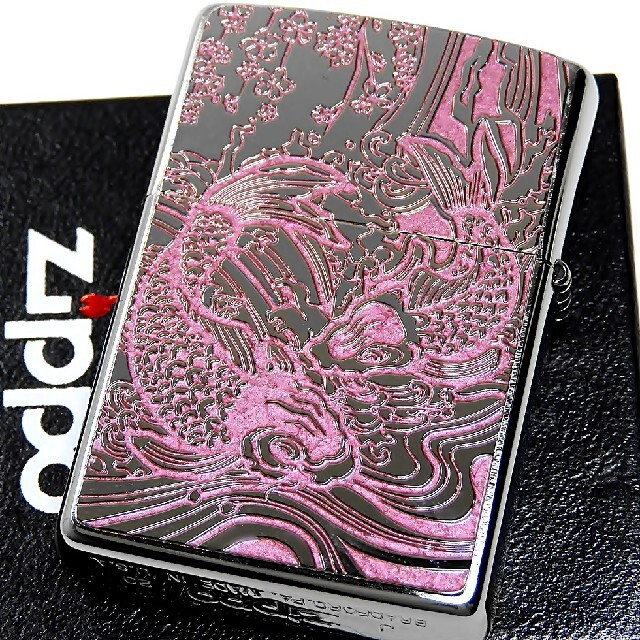 ZIPPO(ジッポー)の送料無料☆zippo☆両面加工☆鯉/夫婦鯉☆PK☆縁起物☆ジッポ メンズのファッション小物(タバコグッズ)の商品写真