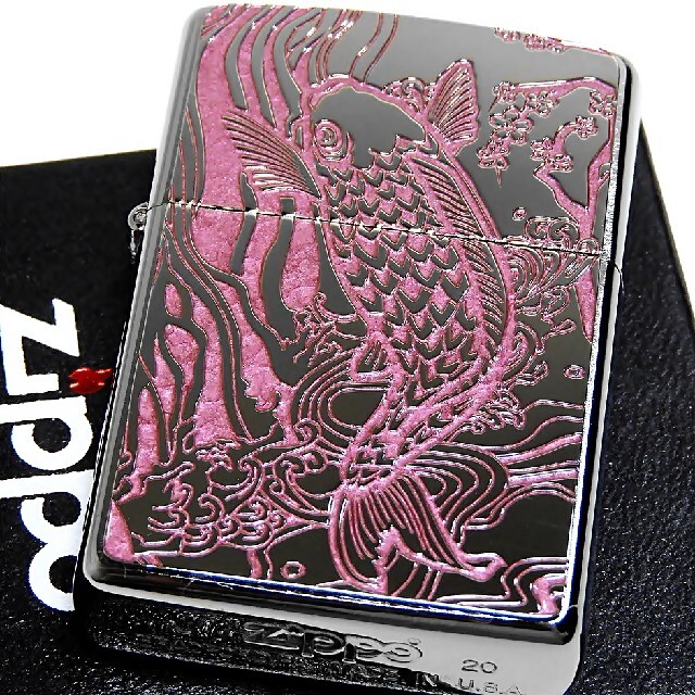 ZIPPO(ジッポー)の送料無料☆zippo☆両面加工☆鯉/夫婦鯉☆PK☆縁起物☆ジッポ メンズのファッション小物(タバコグッズ)の商品写真