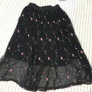 ページボーイ(PAGEBOY)のページボーイ 花柄刺繍チュールスカート(ひざ丈スカート)