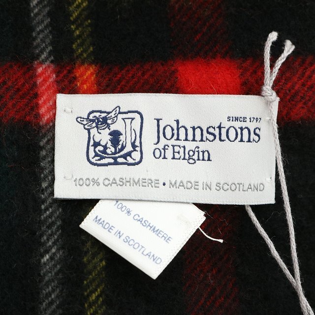 ジョンストンズオブエルガン ストール マフラー フリンジ カシミヤ チェック レディースのファッション小物(ストール/パシュミナ)の商品写真