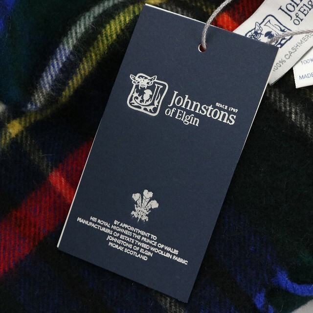 ジョンストンズオブエルガン ストール マフラー フリンジ カシミヤ チェック レディースのファッション小物(ストール/パシュミナ)の商品写真