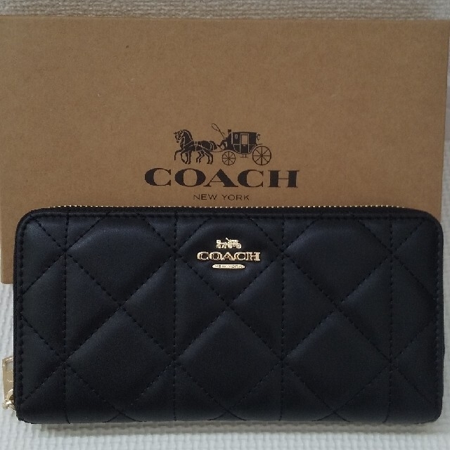 COACH コーチ 長財布 キルティング ブラック