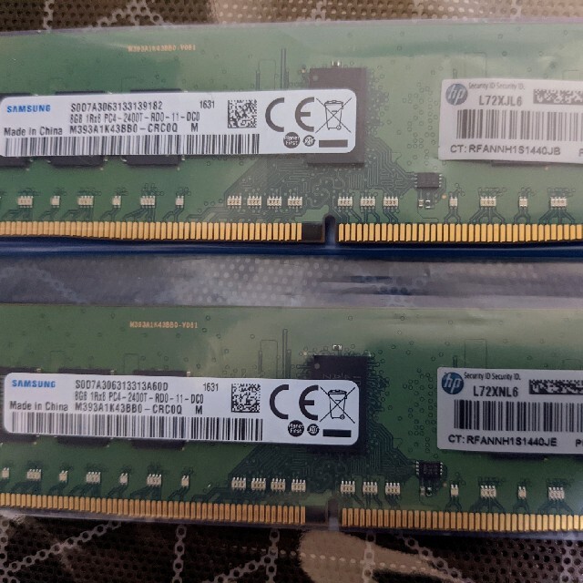 【動作確認済み】DDR4 ECC Reg 8GB 2枚