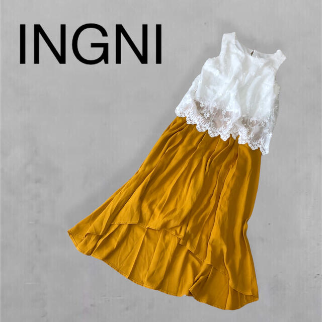INGNI(イング)の新品　INGNI イング　ドッキングマキシワンピース　レース刺繍　ノースリーブ レディースのワンピース(ロングワンピース/マキシワンピース)の商品写真