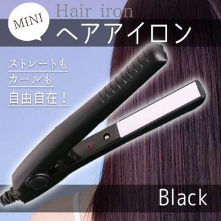 ミニ ヘアアイロン ストレートカール2Way 髪セット 小型黒ブラック新品未使用(ヘアアイロン)