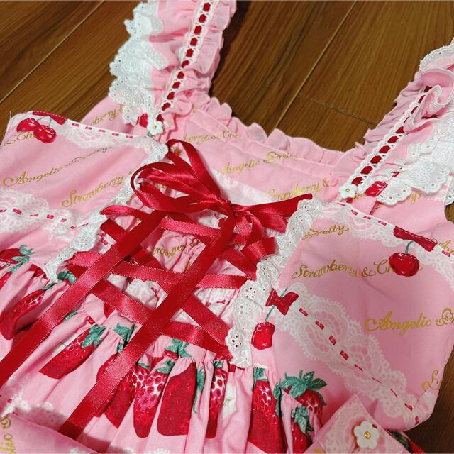 Angelic Pretty(アンジェリックプリティー)のDesert Berry JSK ピンク ジャンパースカート レディースのワンピース(ひざ丈ワンピース)の商品写真