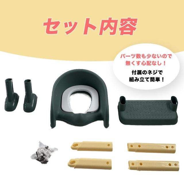 新品未使用 送料無 緑 トイレトレーナー 補助便座 おまるトイレ踏台  キッズ/ベビー/マタニティのおむつ/トイレ用品(補助便座)の商品写真