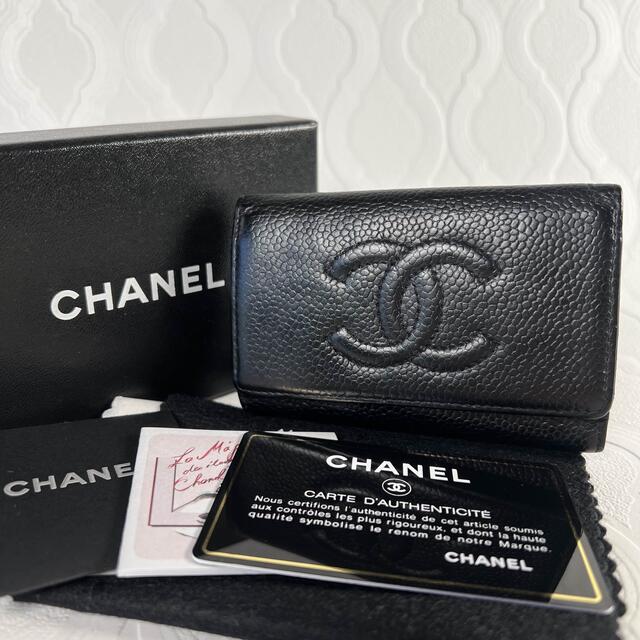 CHANEL キーケース　ヴィンテージシャネル　キャビアスキン　ココマークシャネル