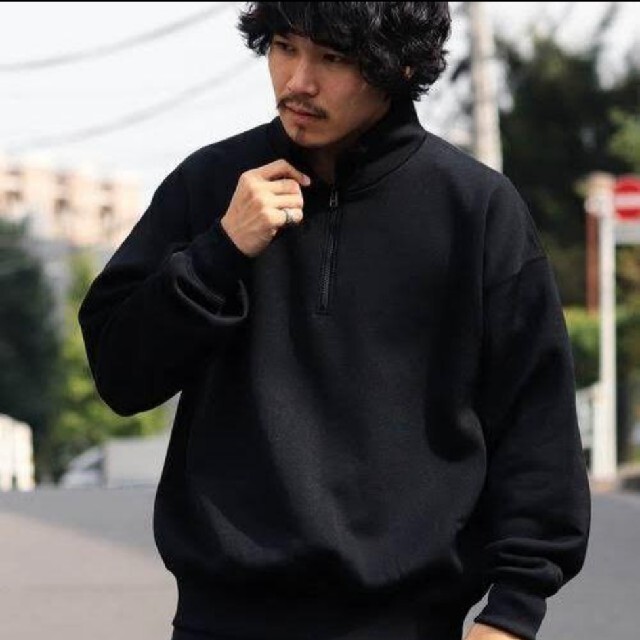 AURALEE  BAGGY POLYESTER SWEAT BLACK