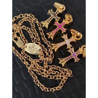 クロムハーツ(Chrome Hearts)のクロスヘッド×チェーンセット　タイニーパヴェ　22k gp 新品未使用(ネックレス)