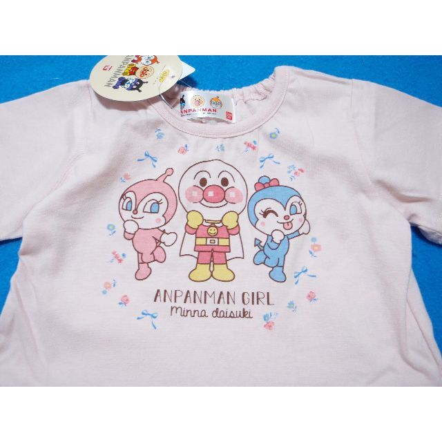 アンパンマン(アンパンマン)の新品　95cm　アンパンマン　2022リップルフリル半袖Tシャツ　ピンク キッズ/ベビー/マタニティのキッズ服女の子用(90cm~)(Tシャツ/カットソー)の商品写真