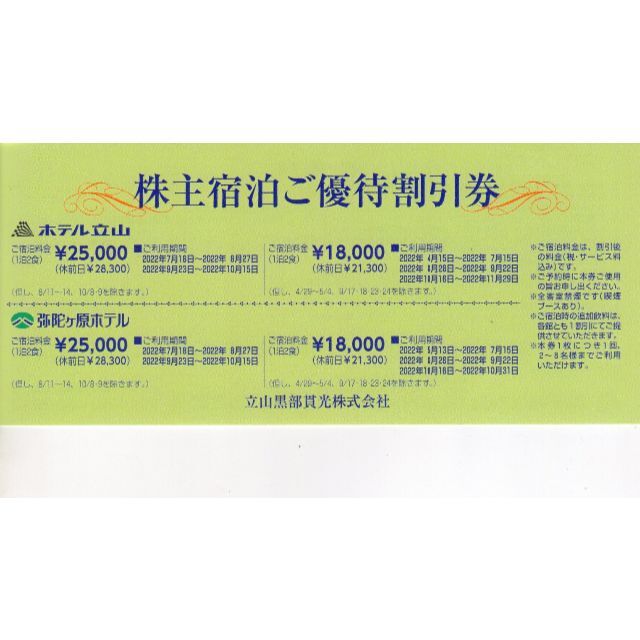 4枚:立山黒部貫光 株主優待券:立山黒部アルペンルート | wellsprings