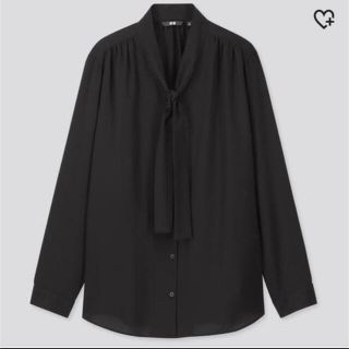 ユニクロ(UNIQLO)のユニクロ　ボウタイ　ブラウス　タグ付き　ブラック(シャツ/ブラウス(長袖/七分))