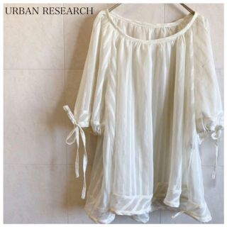 アーバンリサーチ(URBAN RESEARCH)のURBAN RESEARCH ブラウス トップス 透け感 ストライプ アイボリー(シャツ/ブラウス(半袖/袖なし))