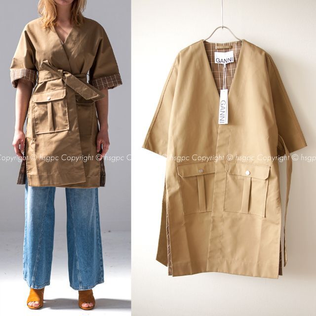 GANNI ガニー KIMONO ラップ ベルテッド ジャケット コート