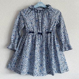 美品 ファミリア 花柄 チェック ワンピース 90